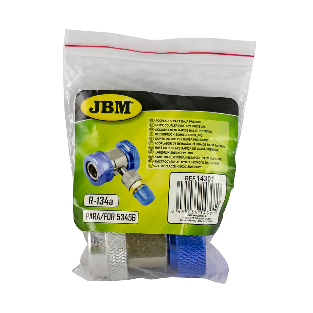 JBM 14301 | Lavtrykkskobling R134a for AC-servicemaskin