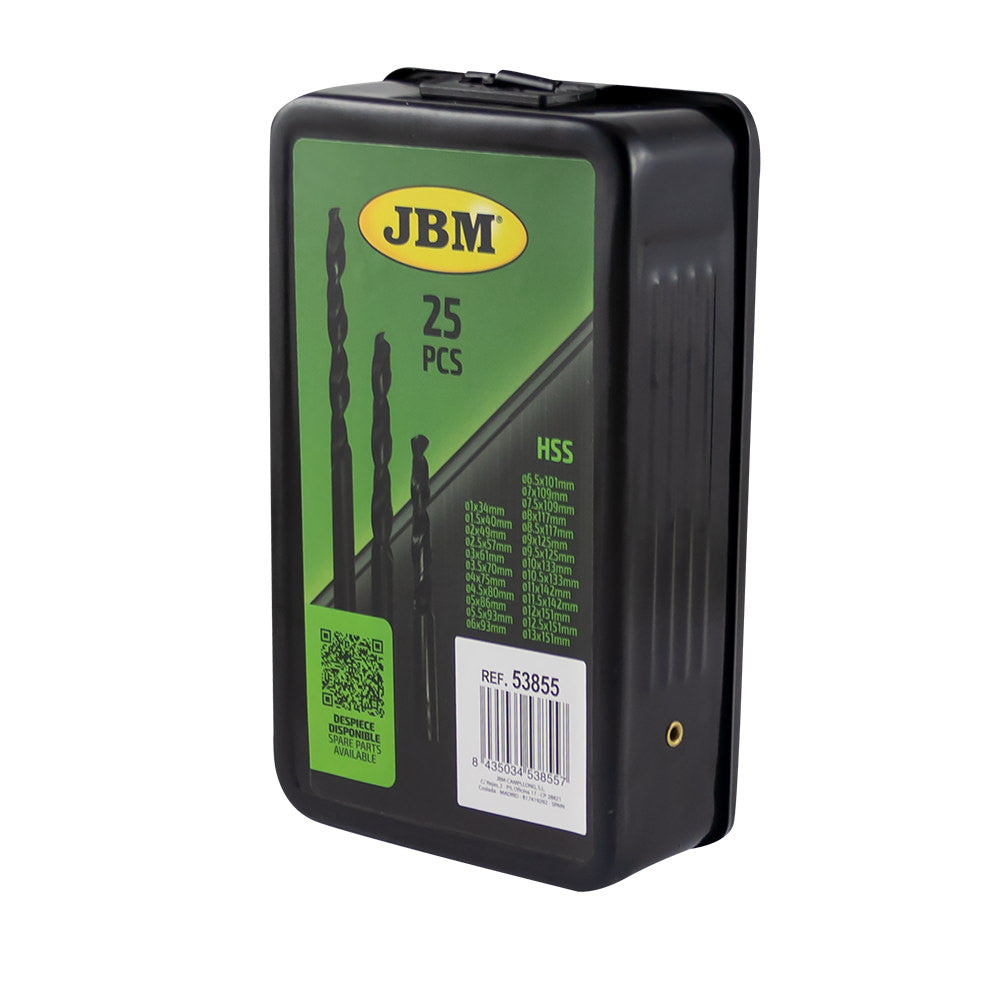 53855 - JBM BOR KASETT - HSS TWIST BOR SVART - 1-13MM / 25 stk