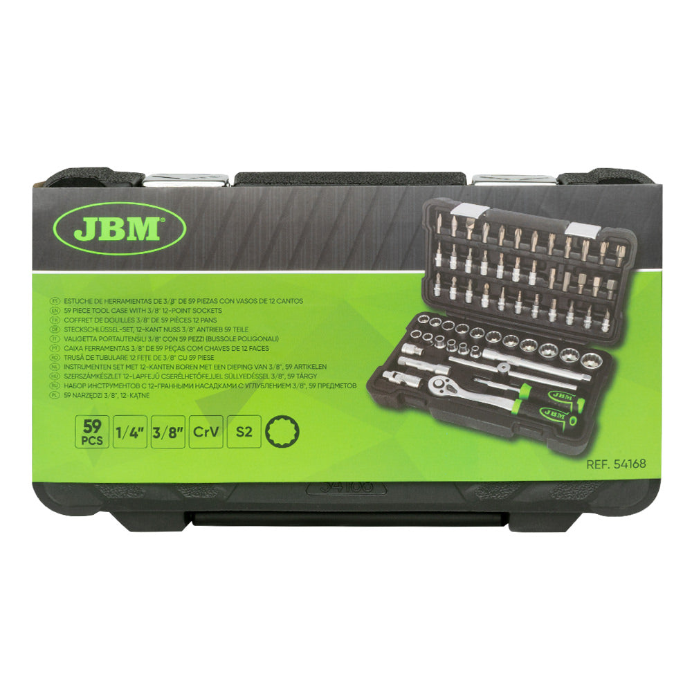 54168 Verktøysett med 3/8" 12-punkts piper