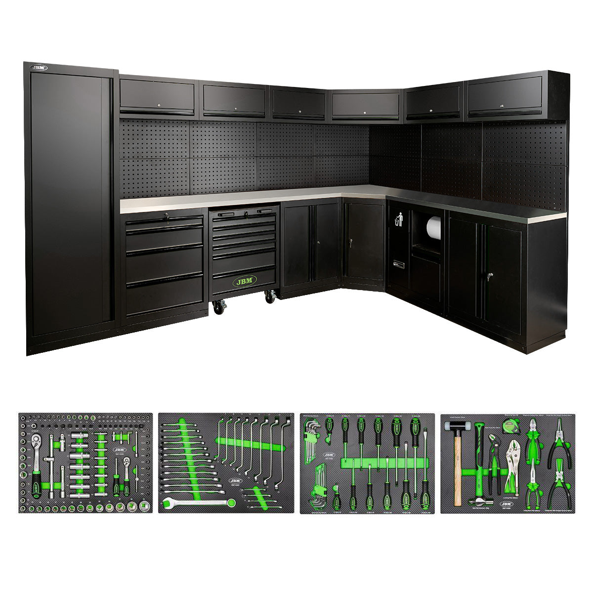 Arbeidstasjon med verktøy, 43 deler, MDF + Rustfritt stål, SERIE587