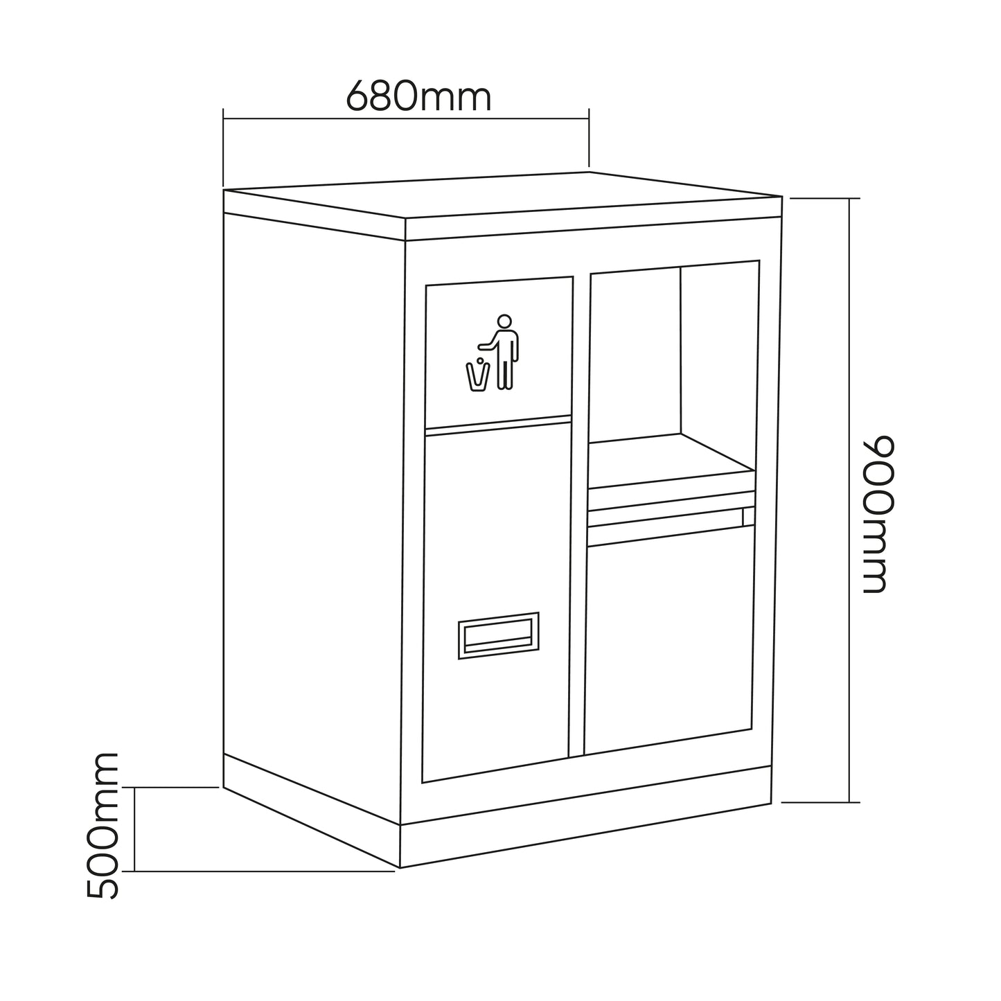 Arbeidstasjon m. avfallshåndtering og papirrullholder, 16493