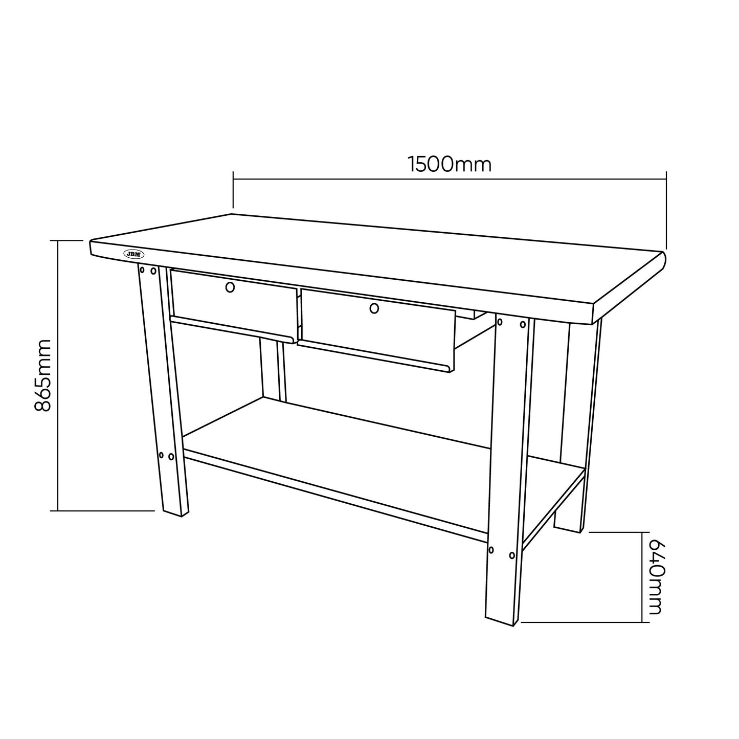 51737 Verkstedbenk med 2 skuffer - TÅLER 800 KG!