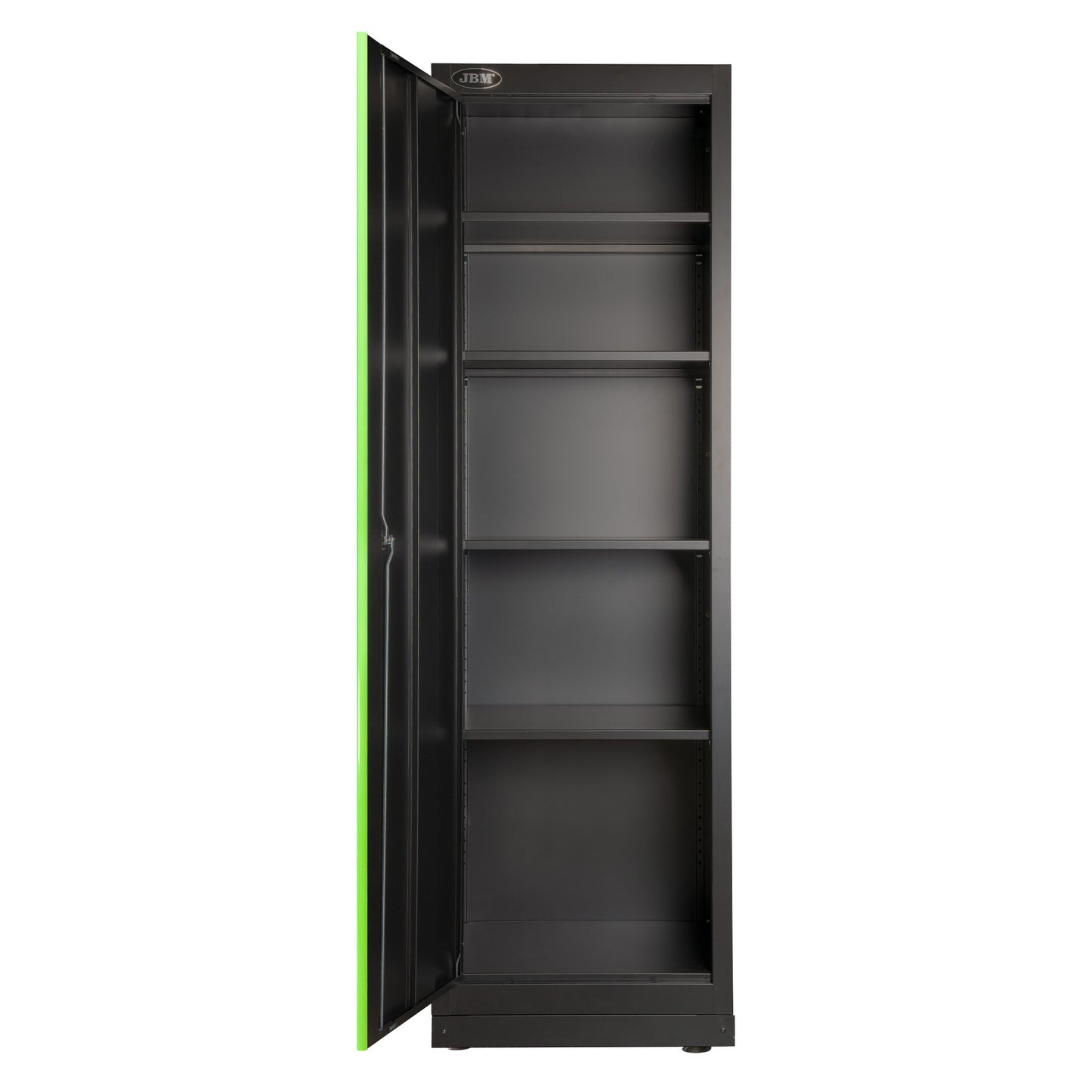 Høyt skap, justerbare ben, låsesylinder, innvendige brett, 16490