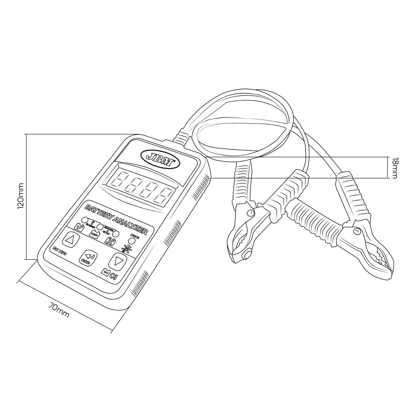 51816 Digital batteritester for 12V