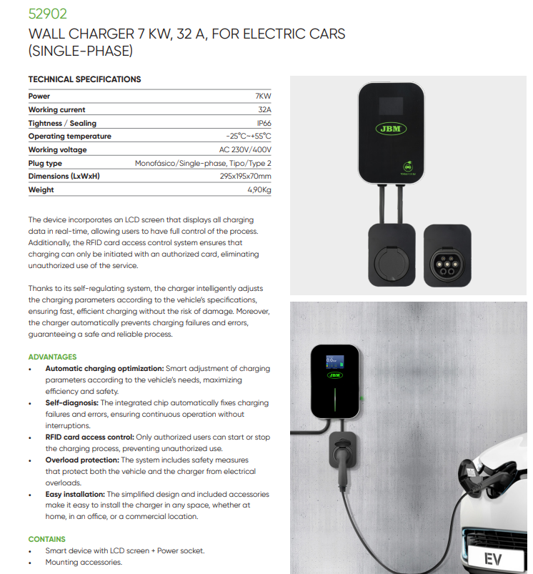 52902 Vegglader Elbil (32A) 7 kW