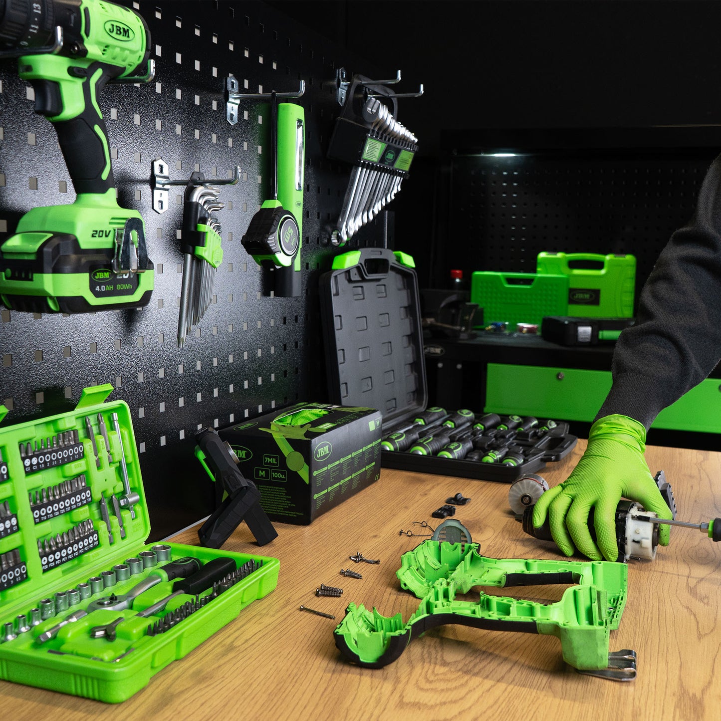 54328 Sammenleggbar verkstedbenk med bakpanel