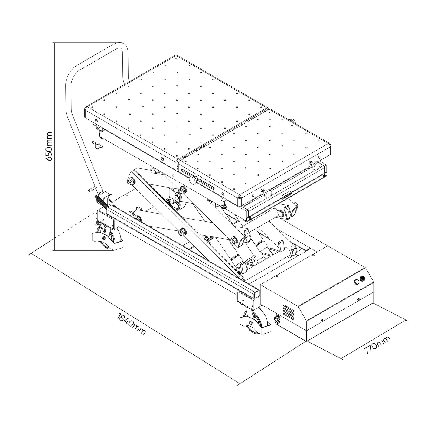 JBM 54564 Hydraulisk Batteriløftebord 1200 kg for Elbil- og Hybridbatterier | Elektrisk Batterijekk