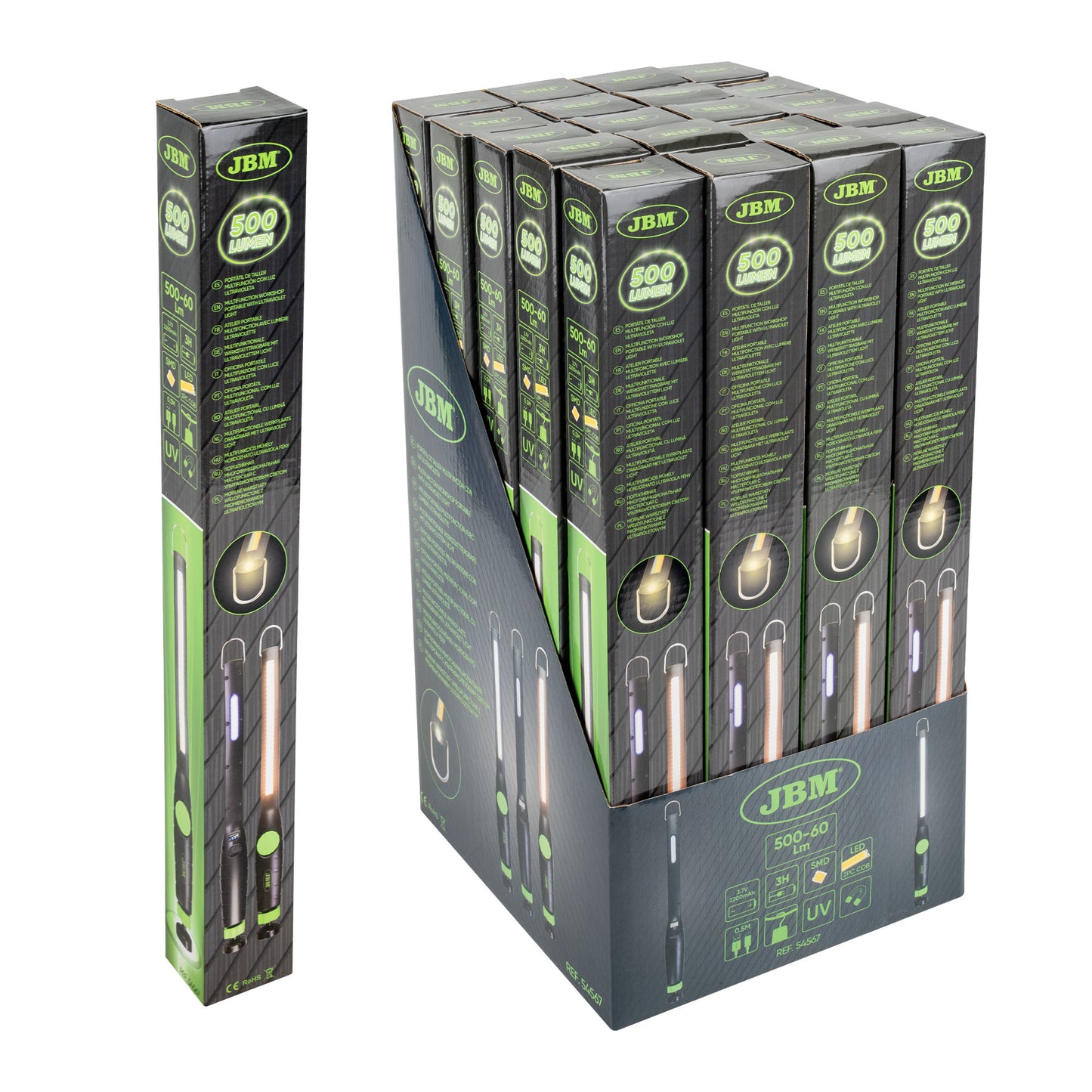 54567 Dimbar ultrafiolett LED-lampe med sammenleggbar magnetisk base - 500 lumen