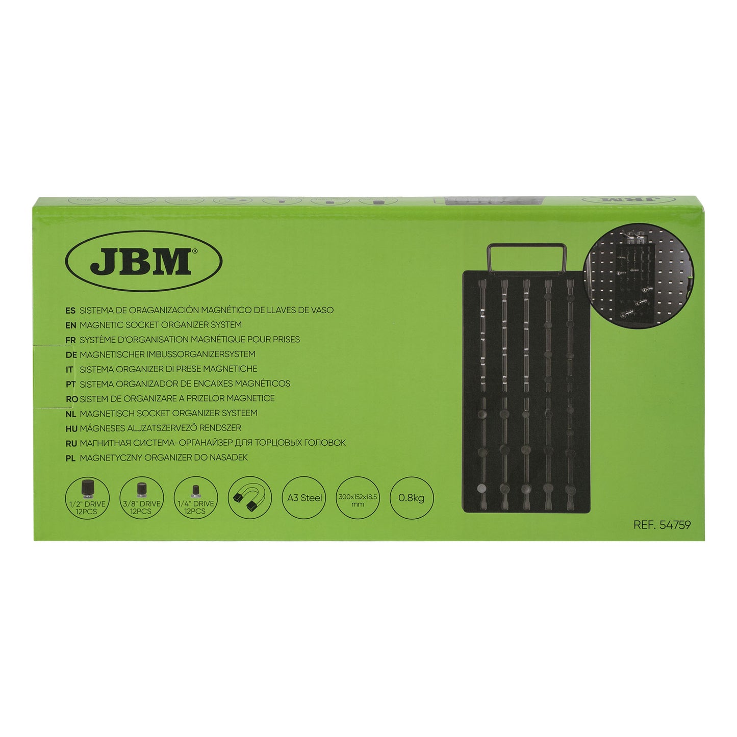 Magnetisk organiseringssystem, til pipenøkler, 54759