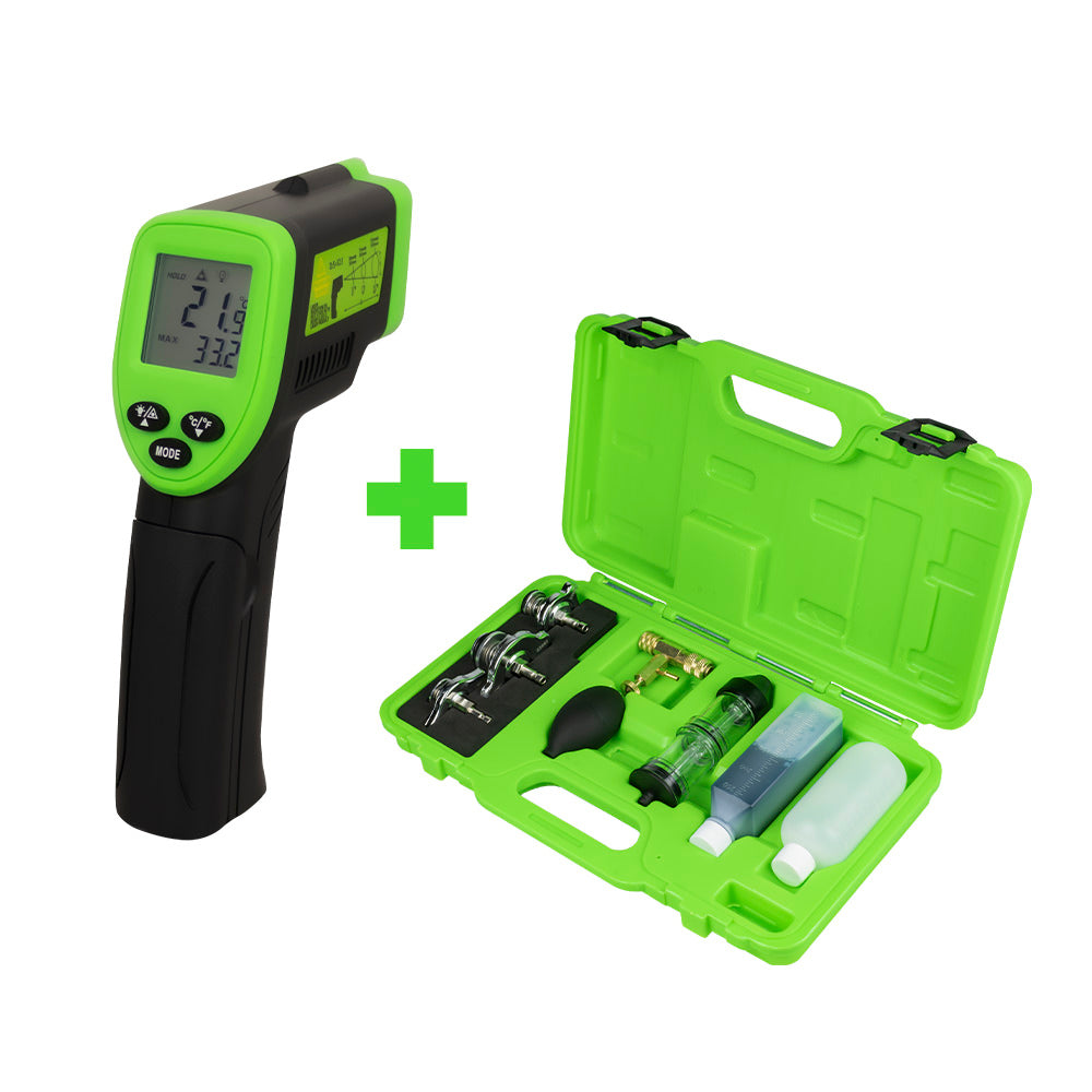 SERIE413 - 52162 Lasertermometer (-50°C til +550°C) + 53662 Sylinderhode lekkasjetestsett