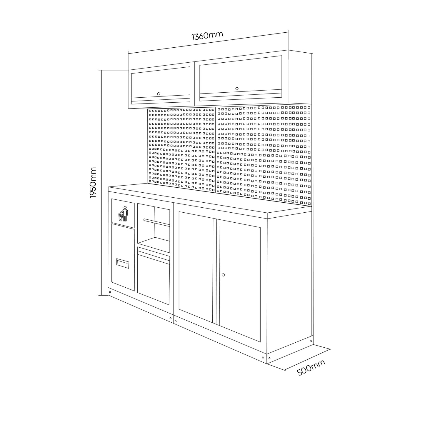 Arbeidstasjon, 12 deler, MDF + Rustfritt stål, SERIE590