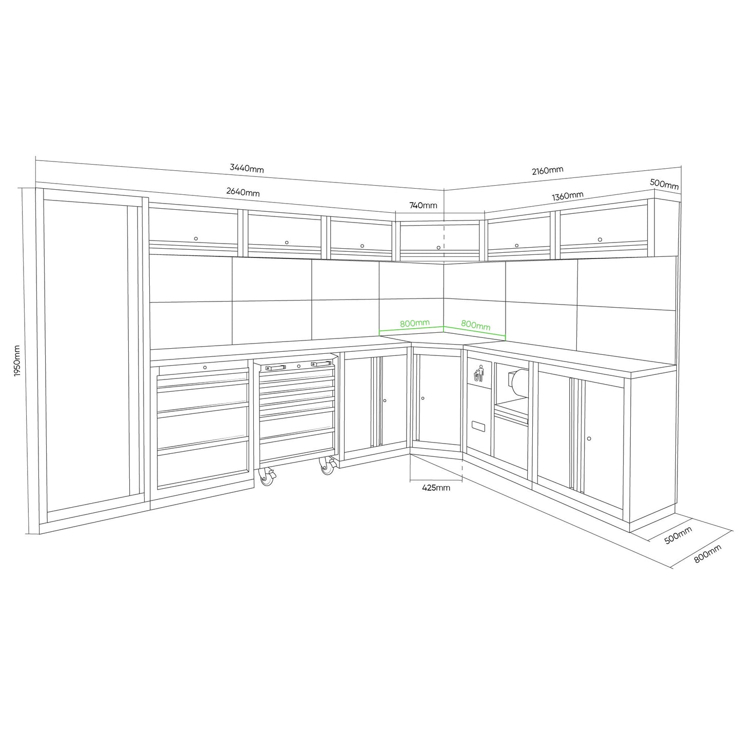 Arbeidstasjon med verktøy, 43 deler, MDF benkeplate, SERIE565