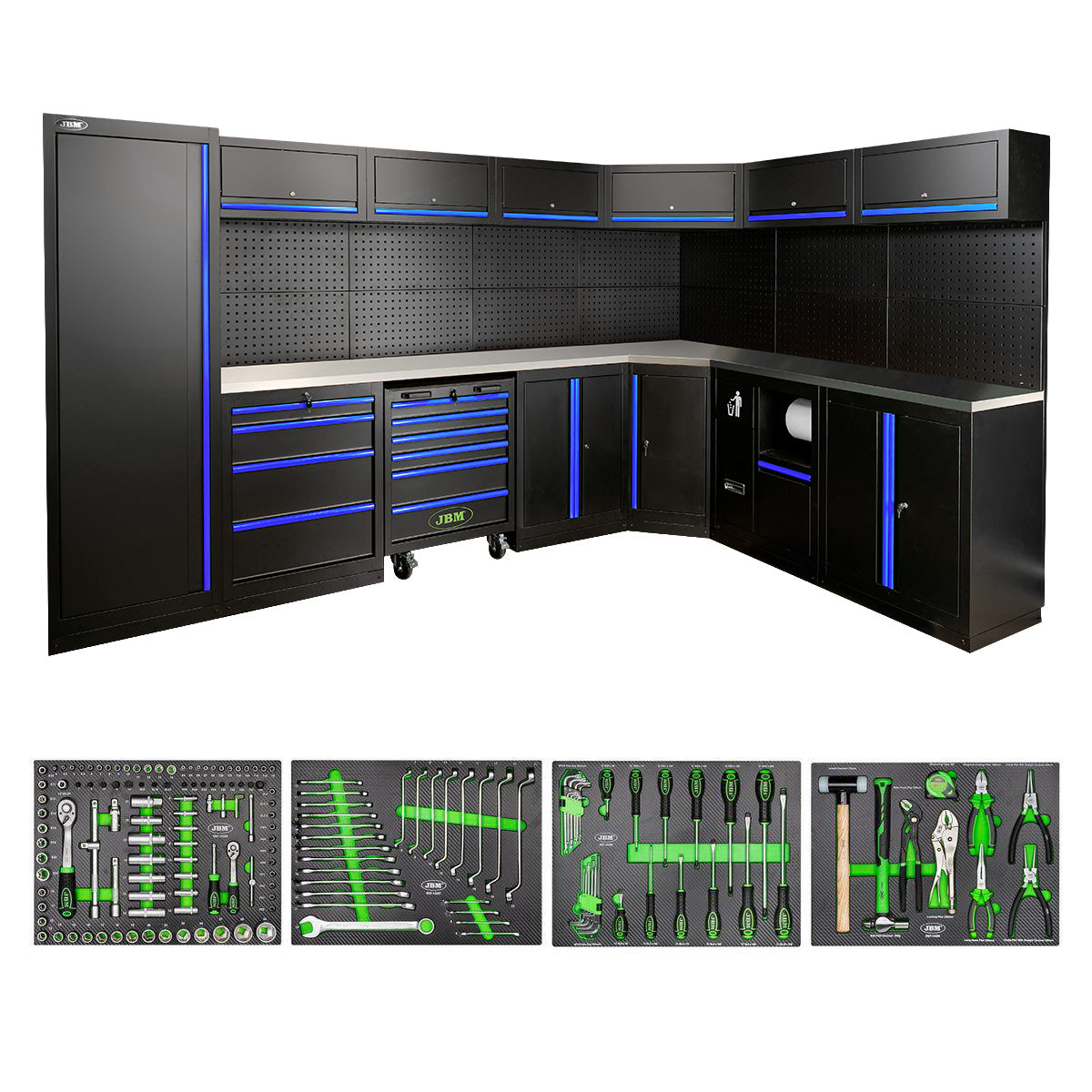 Arbeidstasjon med verktøy, 43 deler, MDF + Rustfritt stål, SERIE587