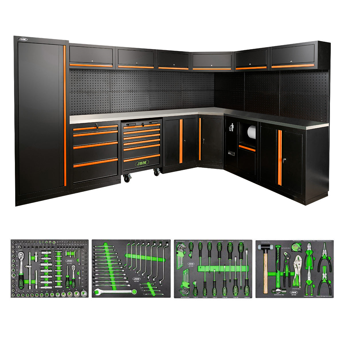 Arbeidstasjon med verktøy, 43 deler, MDF + Rustfritt stål, SERIE587