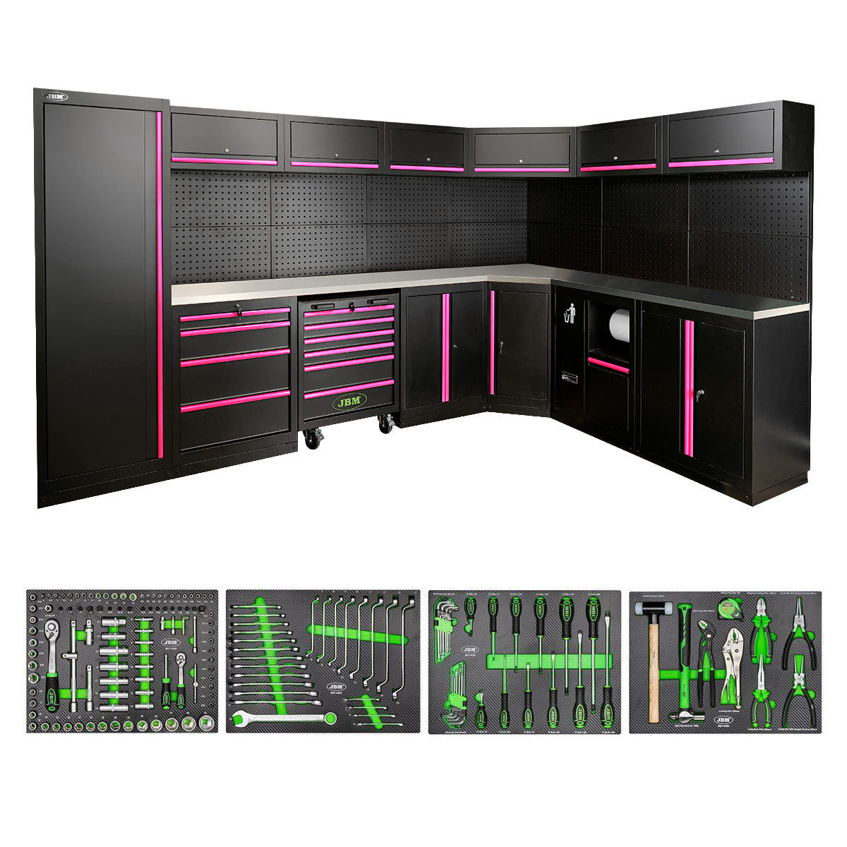 Arbeidstasjon med verktøy, 43 deler, MDF + Rustfritt stål, SERIE587