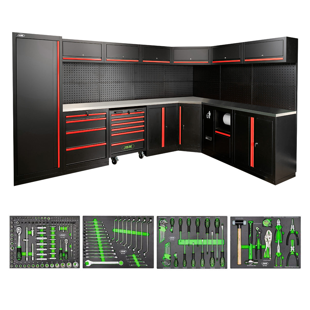 Arbeidstasjon med verktøy, 43 deler, MDF + Rustfritt stål, SERIE587