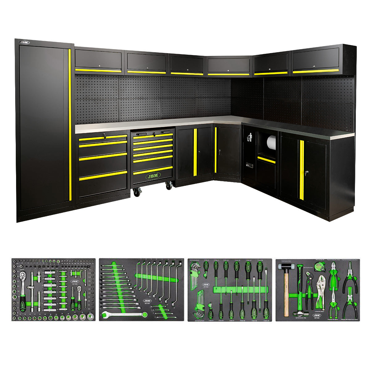 Arbeidstasjon med verktøy, 43 deler, MDF + Rustfritt stål, SERIE587