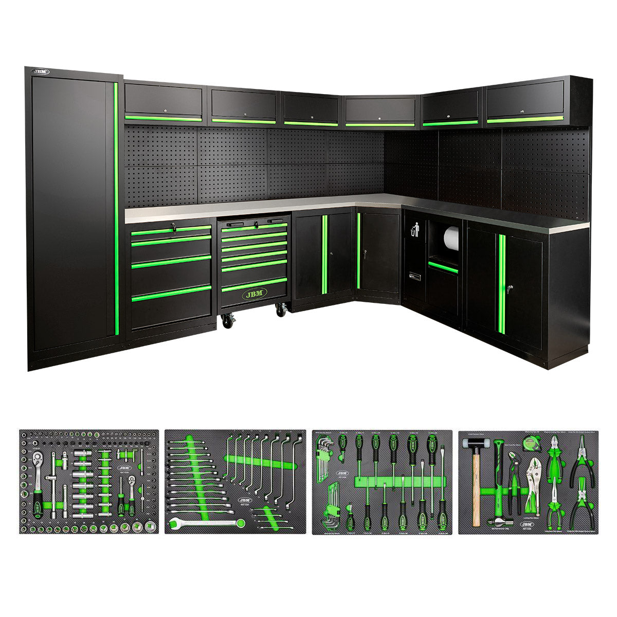 Arbeidstasjon med verktøy, 43 deler, MDF + Rustfritt stål, SERIE587