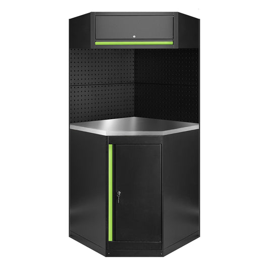 Arbeidstasjon hjørne, 11 deler, MDF + Rustfritt stål, SERIE594