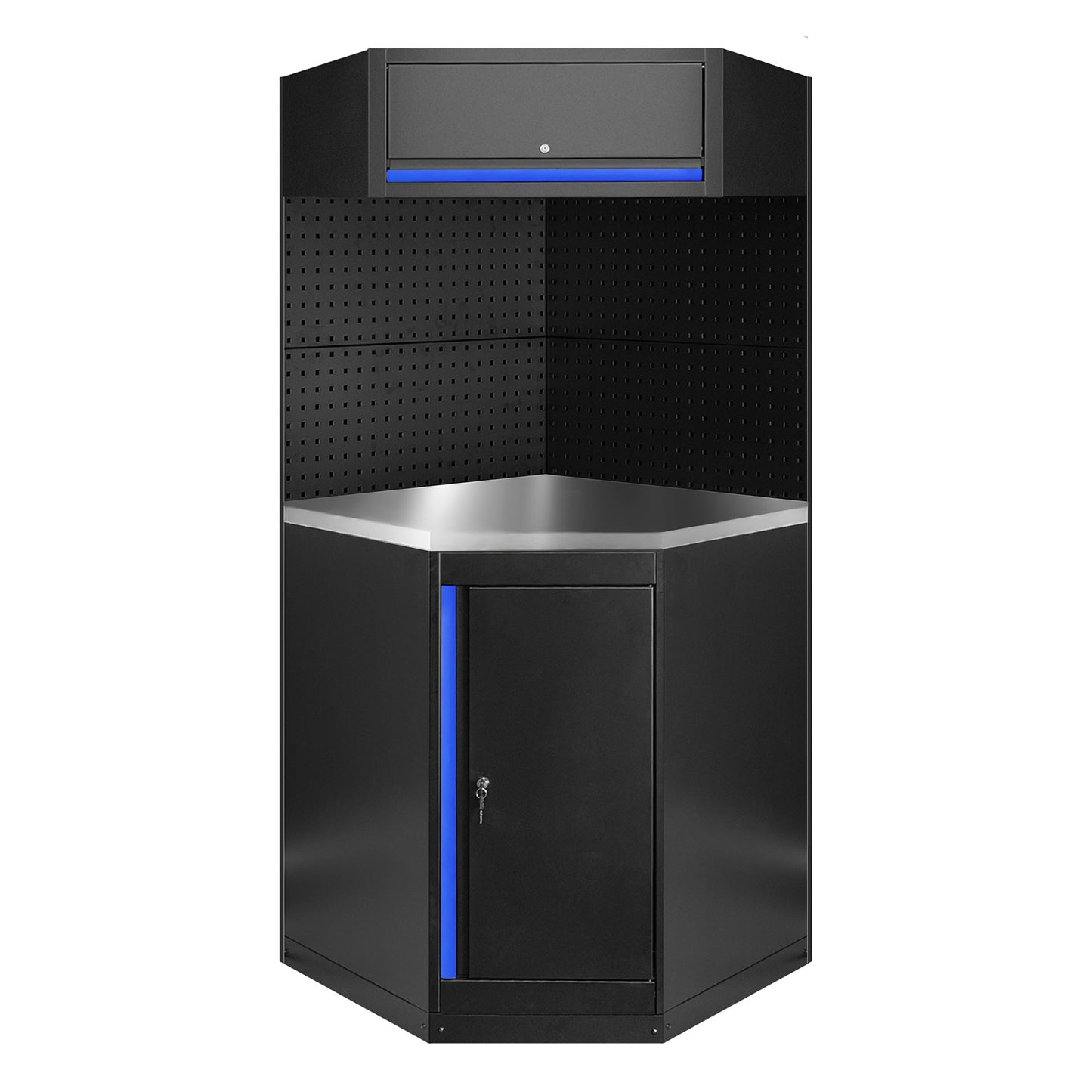 Arbeidstasjon hjørne, 11 deler, MDF + Rustfritt stål, SERIE594