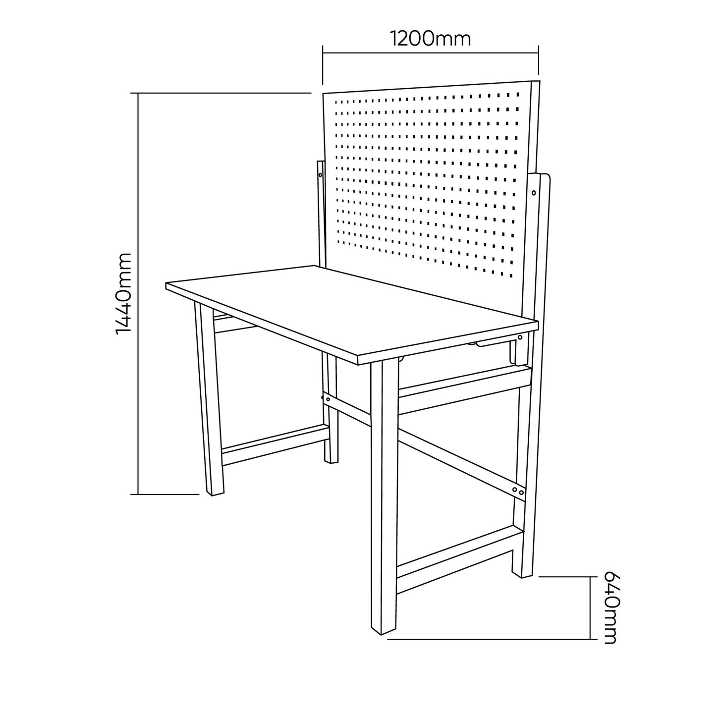 54328 Sammenleggbar verkstedbenk med bakpanel